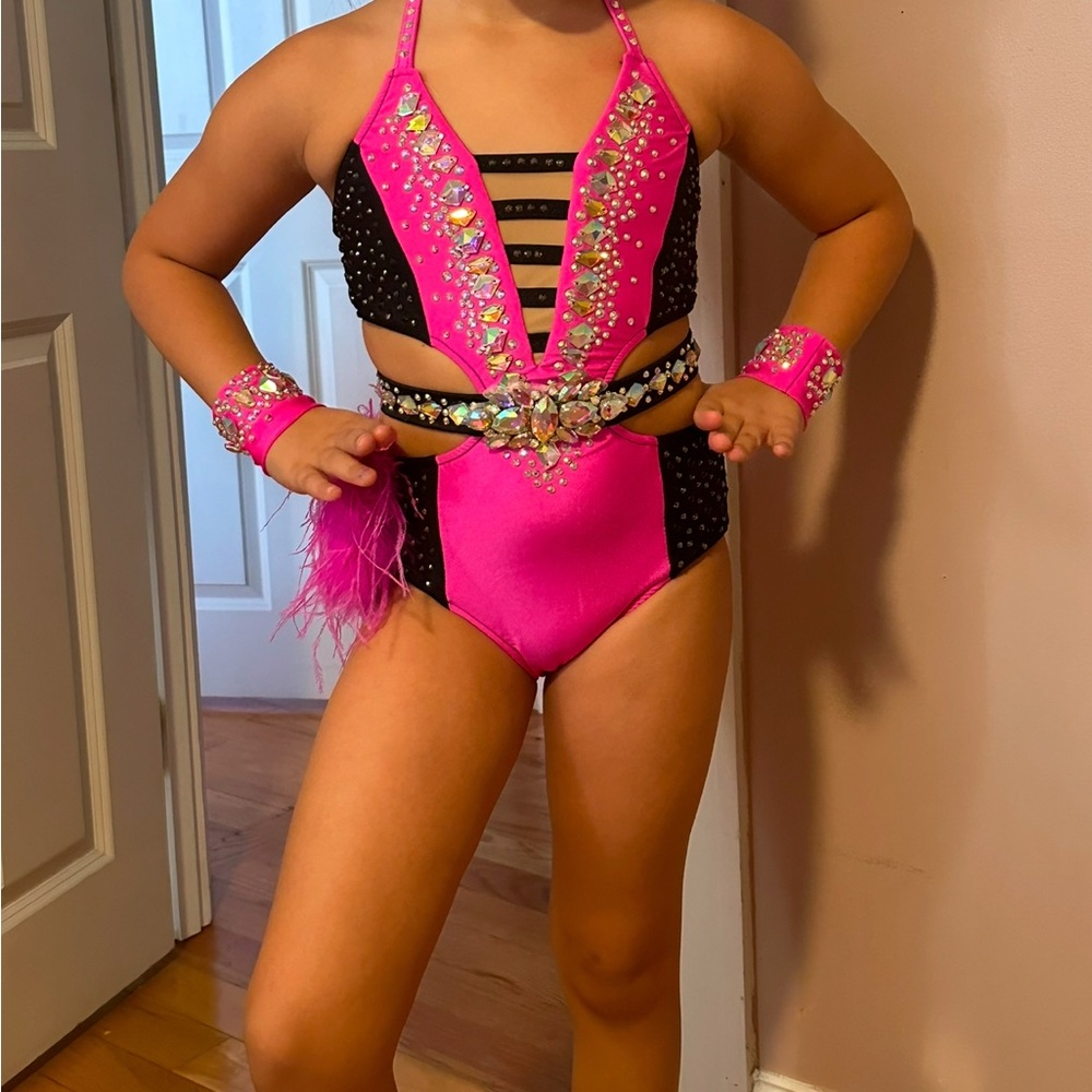 Glamour Pink and Black Kids Dance Costume